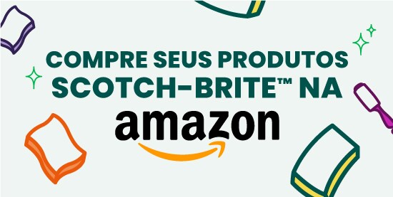 Imagem de compra de produtos Scotch-Brite na Amazon, com ilustrações de esponjas.
