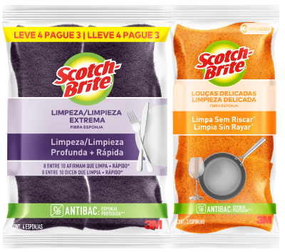 Embalagens das esponjas Não Risca e Extrema